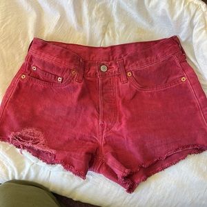 Levi’s 501 red denim shorts size 27